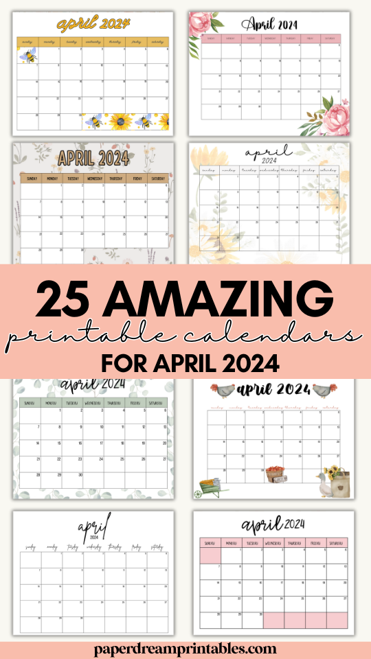 April 2024 Calendars » Paper Dream Printables