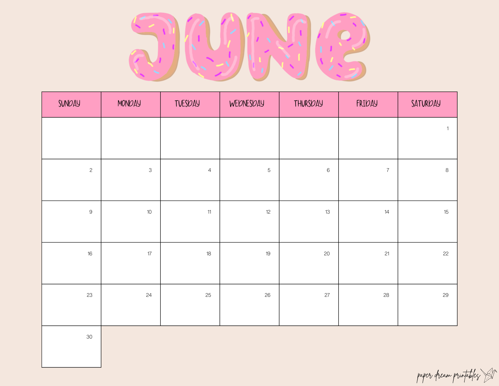 June 2024 Calendars » Paper Dream Printables